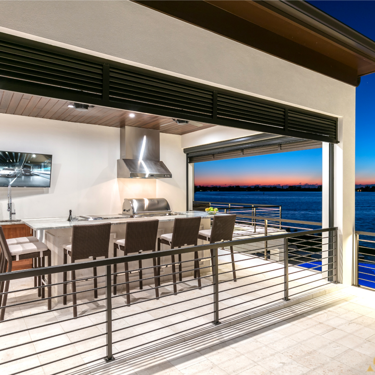 Super White Quartzite Calcatta Quartzite Marble Countertops Outdoor Kitchen Countertop International Granite and Stone Trinity Construction and Design Ryan Gamma Photographer