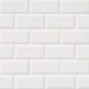 Domino White Glossy Subway Tile Beveled 2×4