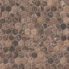 Emperador Dark 1inch Hexagon Tumbled In 12×12 Mesh