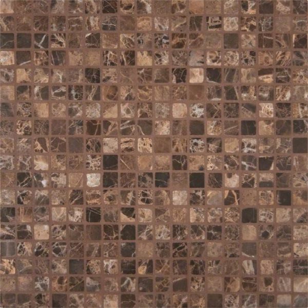 Emperador Dark 5/8 X 5/8 Tumbled In 12×12 Mesh