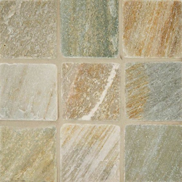 Golden White Quartzite 4×4 Tumbled And Gauged Tile