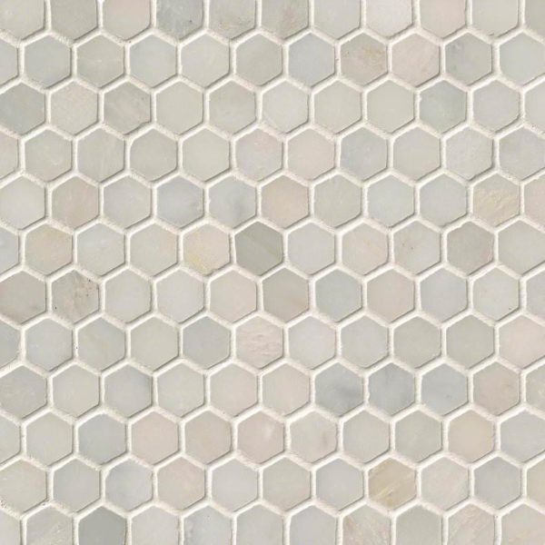 Greecian White 1inch Hexagon Polished In A Mesh