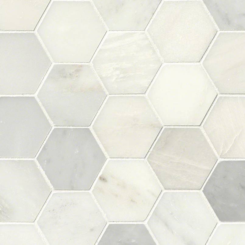 Greecian White 3inch Hexagon Polished