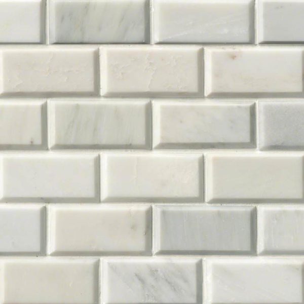 Greecian White Subway Tile Beveled 2×4
