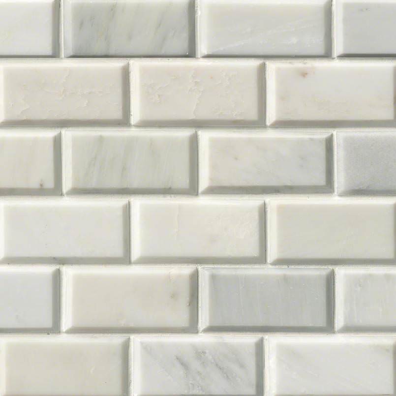 Greecian White Subway Tile Beveled 2×4