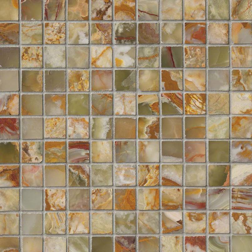 Green Onyx 1×1 Polished In A 12×12 Mesh