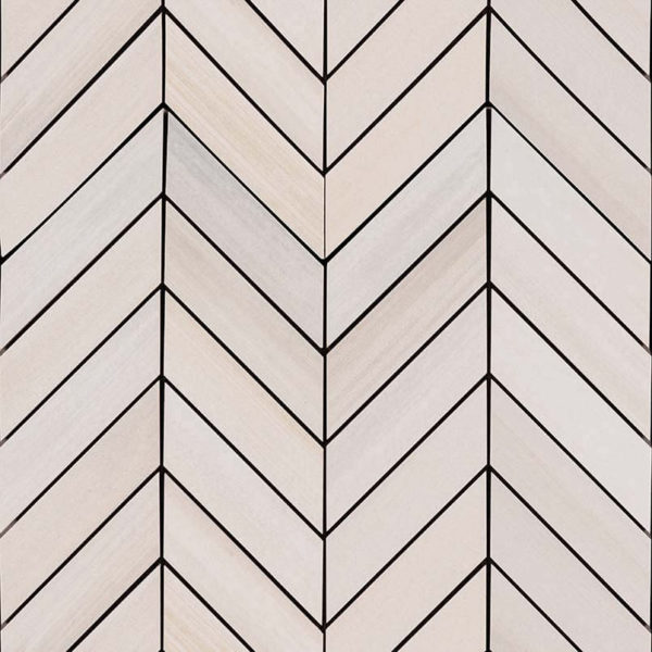 Watercolor Bianco Chevron Mosaic 12×15