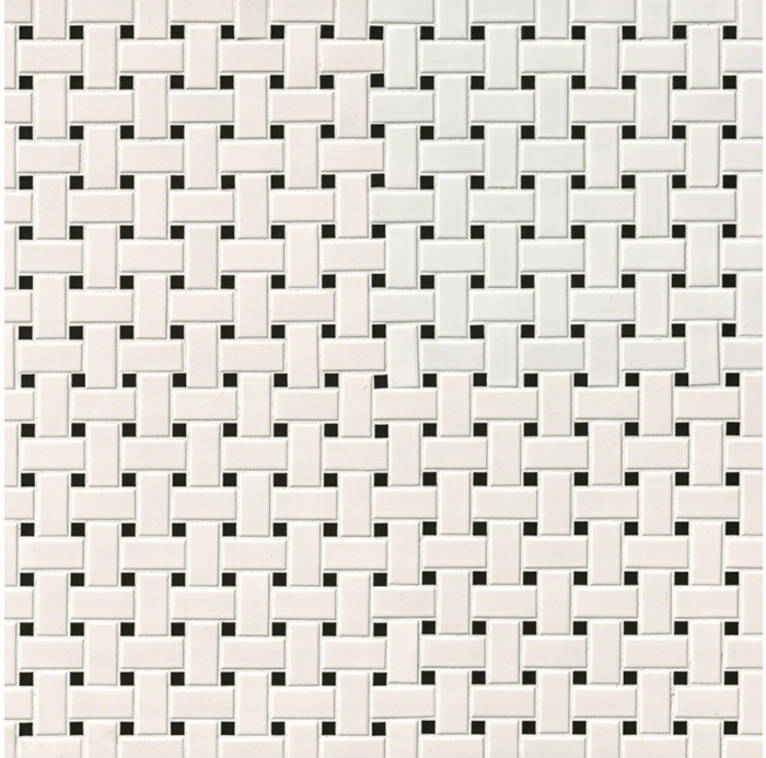 White And Black Matte Basket Weave Mosaic