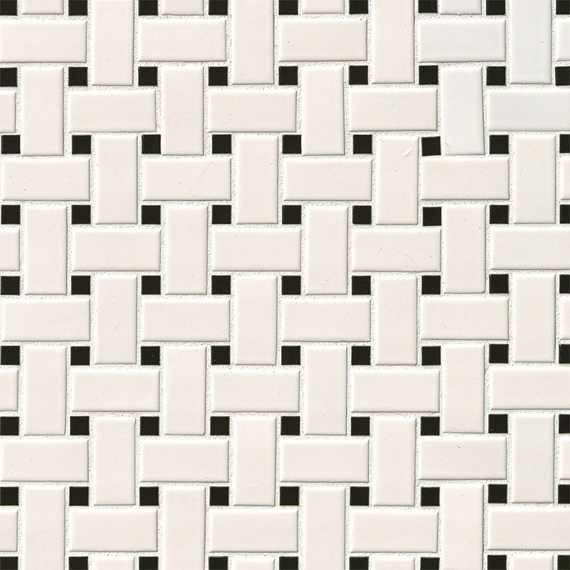 White And Black Matte Basket Weave Mosaic