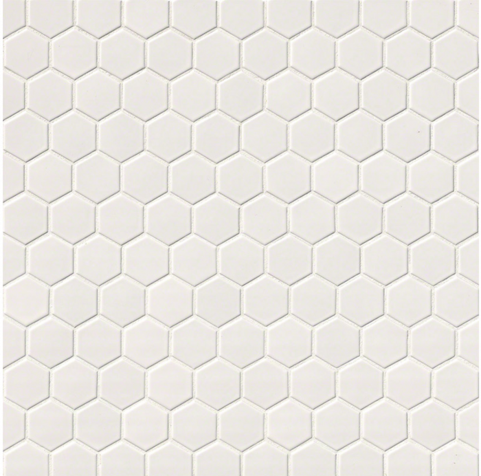 White Glossy 2x2 Hexagon Mosaic