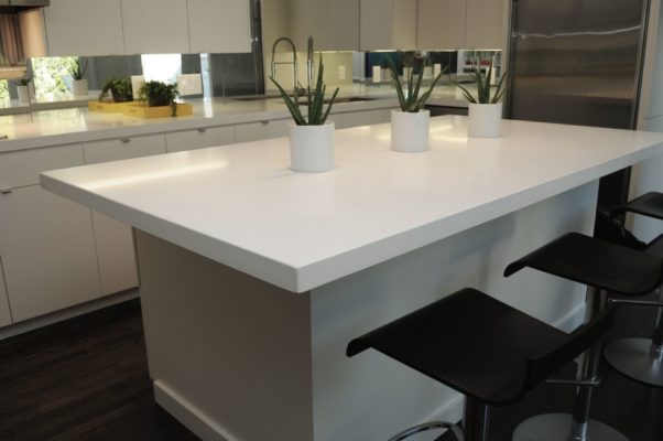 Blizzard Caesarstone Quartz Kitchen Island