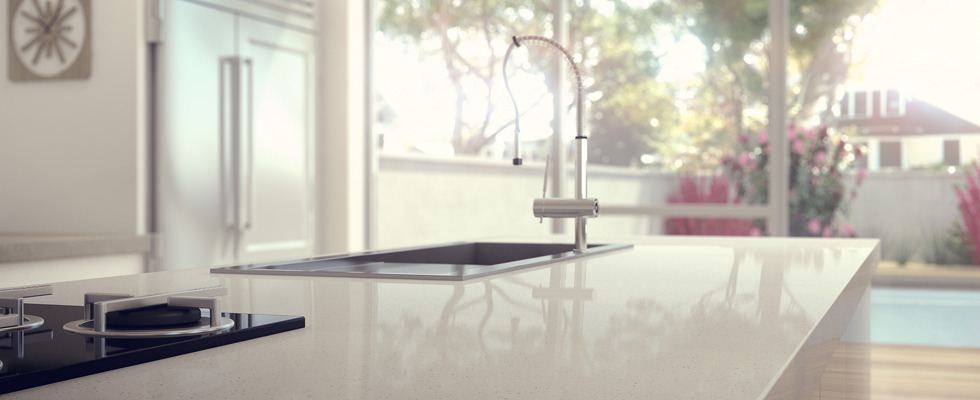 Ocean Foam Caesarstone Quartz Kitchen