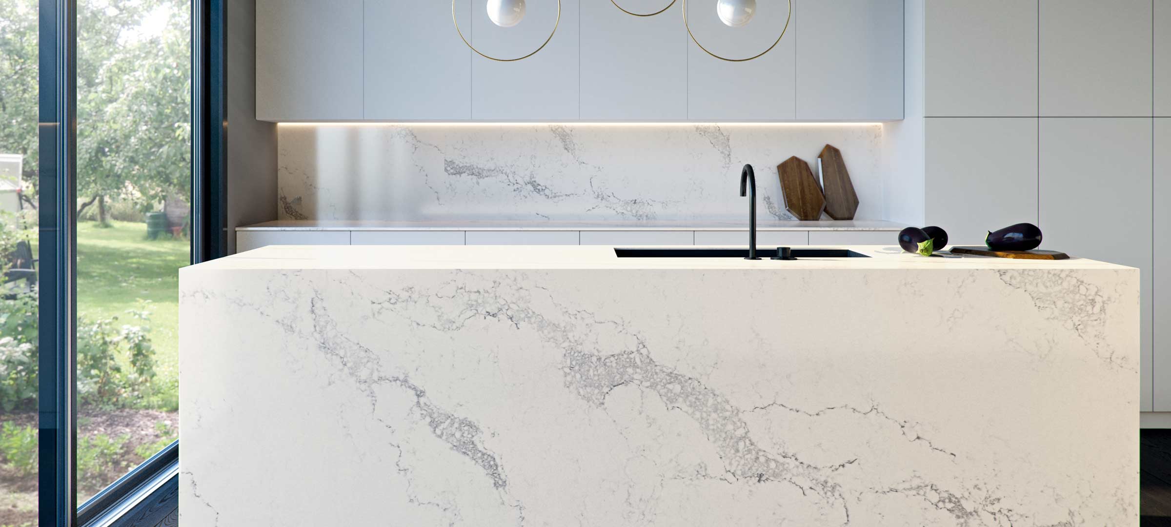 Statuario Maximus Caesarstone Quartz Kitchen Island