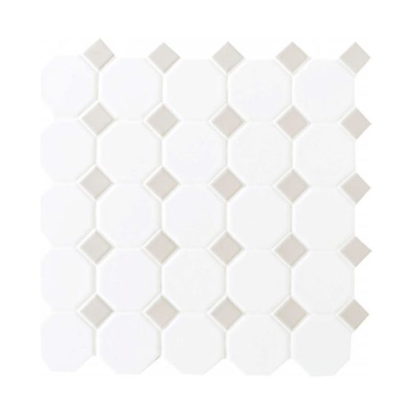 Daltile Octagon & Dot 6501 44 Matte White Gray Dot