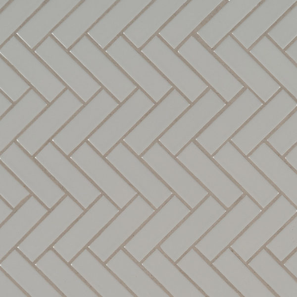 Gray Glossy Herringbone Mosaic