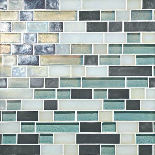 DALTILE GLASS HORIZONS ATLANTIC BLEND RANDOM LINEAR MOSAIC