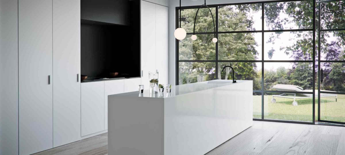 Vivid White Caesarstone Quartz Kitchen