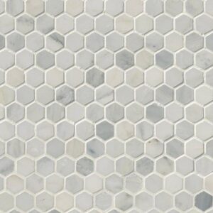 Arabescato Carrara 1inch Hexagon Honed In 12x12 Mesh