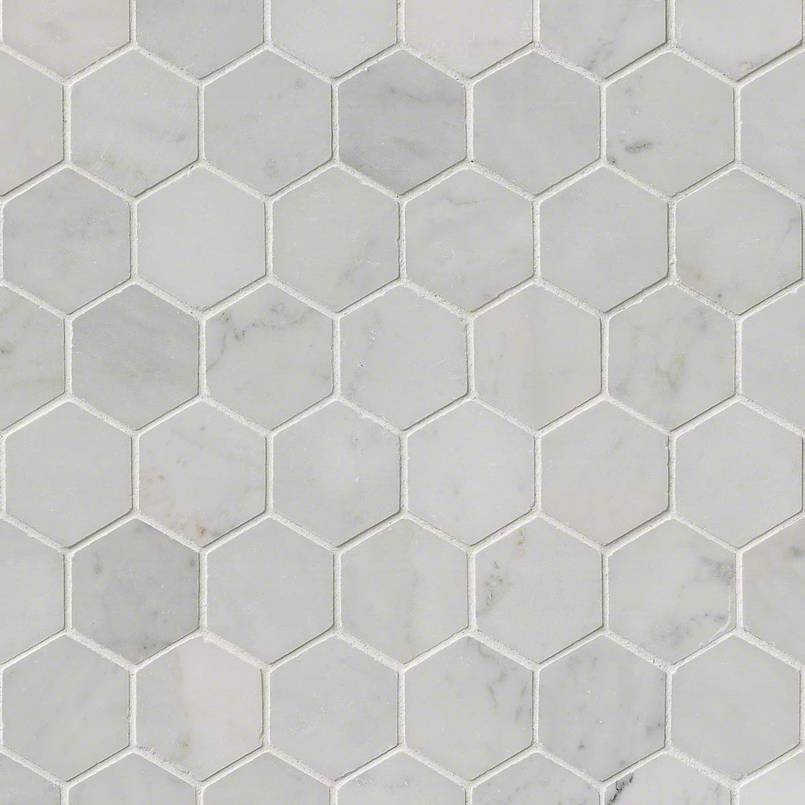 Carrara White 2inch Hexagon Polished