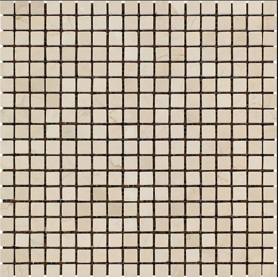 Crema Marfil 5/8 x 5/8 Polished In 12x12 Mesh