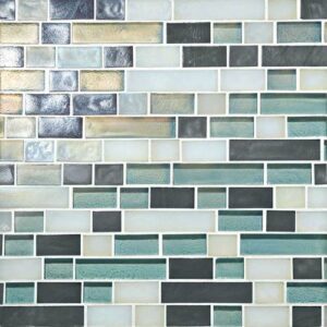 Daltile Glass Horizons Atlantic Blend Random Linear Mosaic
