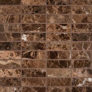 Emperador Dark 1x3 Polished In 12x12 Mesh