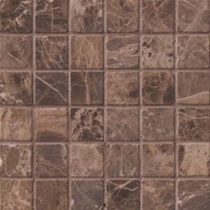 Emperador Dark 2x2 Tumbled In 12x12 Mesh