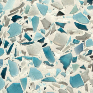 Floating Blue Sea Pearl Finish Vetrazzo