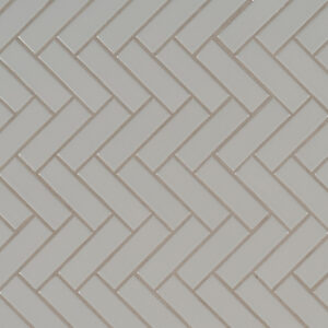 Gray Glossy Herringbone Mosaic