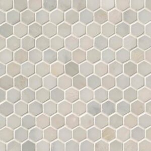 Greecian White 1inch Hexagon Polished In A Mesh