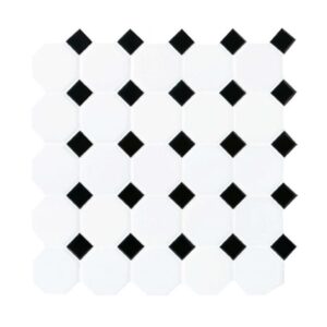 Daltile Octagon & Dot 6501 21 Matte White Black Dot