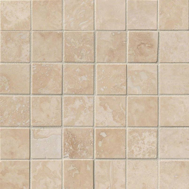 Ivory Travertine 2x2 Honed And Filled In 12x12 Mesh