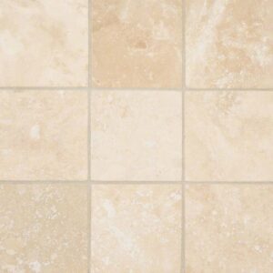 Ivory Travertine 4x4 Honed And Beveled Tile