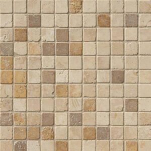 Mixed Travertine 1x1 Tumbled In 12x12 Mesh