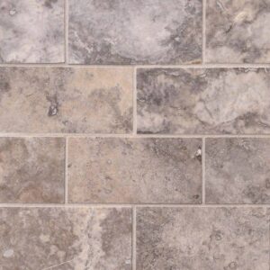 Silver Travertine Subway Tile Honed 3x6