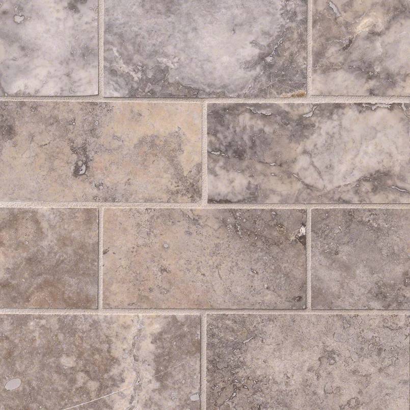 Silver Travertine Subway Tile Honed 3x6
