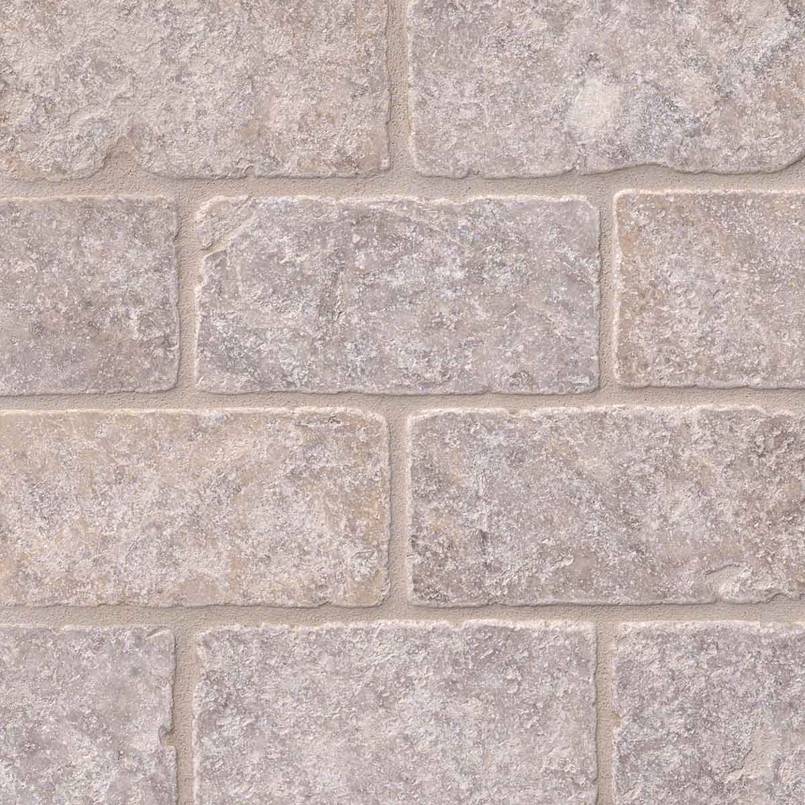 Silver Travertine Subway Tile Tumbled 3x6