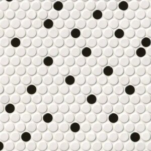 White And Black Glossy Penny Round