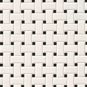 White And Black Matte Basket Weave Mosaic