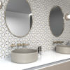 Kaleidoscope Gold Anthology Backsplash in Bathroom