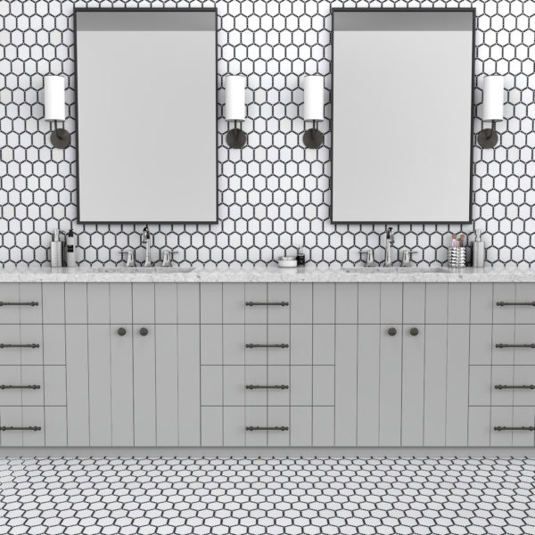 Jeweled Hex Sable Black Tile