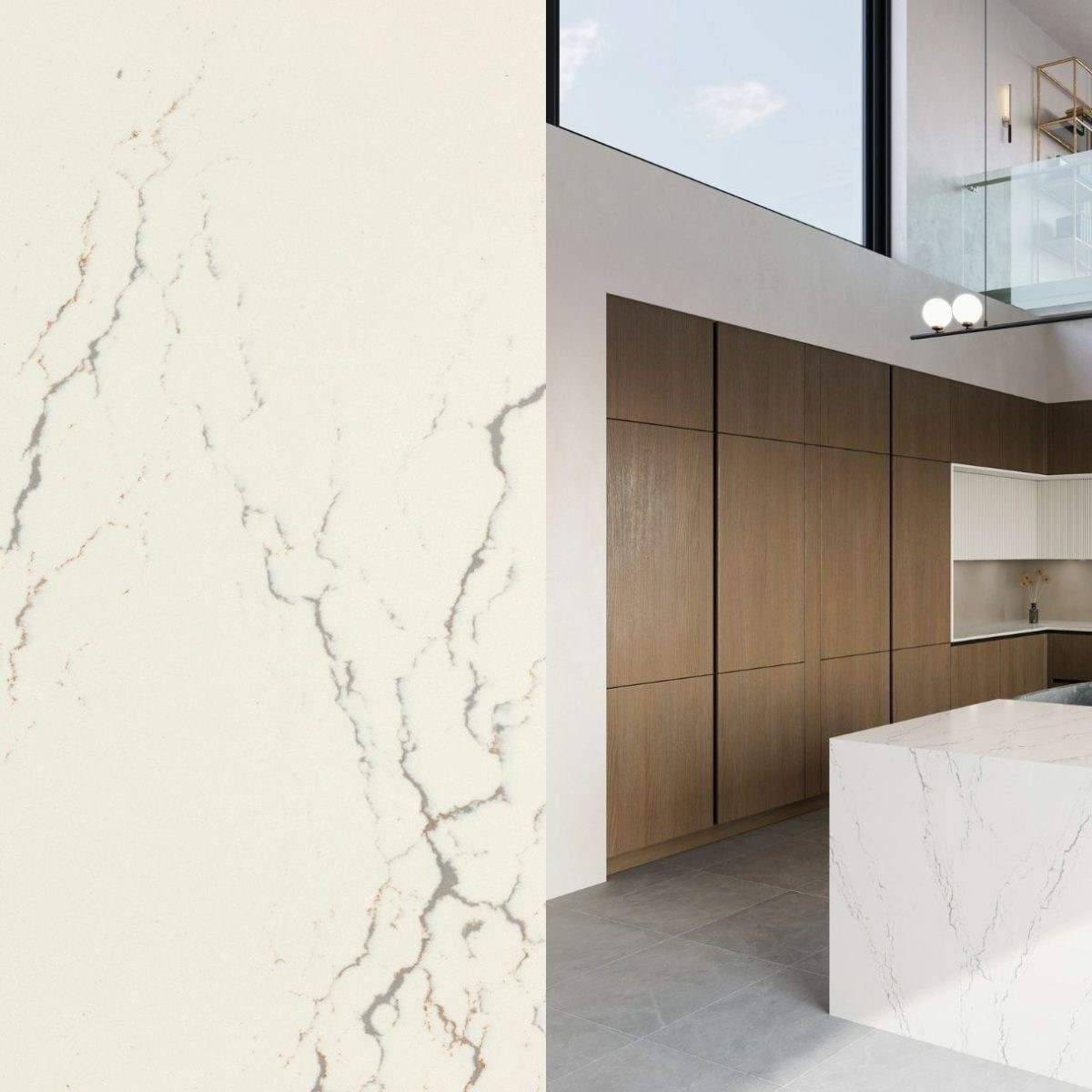 Abbey Cambria Quartz Close up and Kitchen Countertops