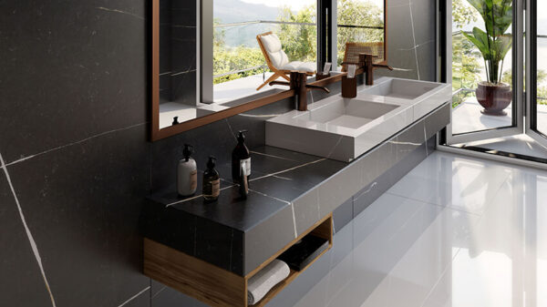 Et Noir SIlestone Quartz Bathroom
