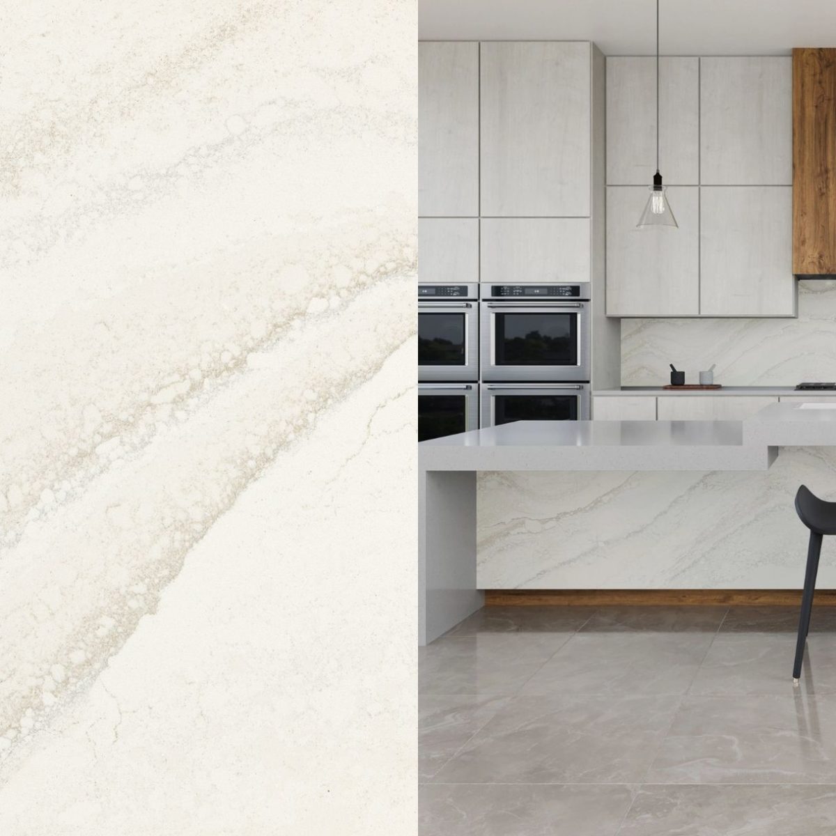 Everleigh Cambria Quartz Close up and Kitchen Countertops