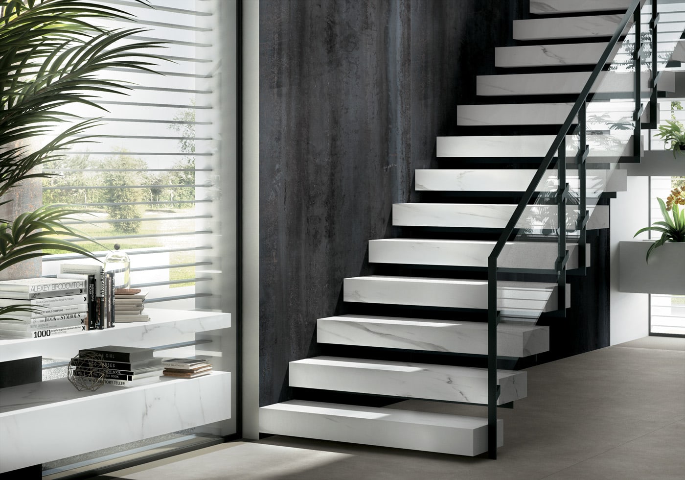 Extra Statuario Infinity Porcelain Countertop Stairs