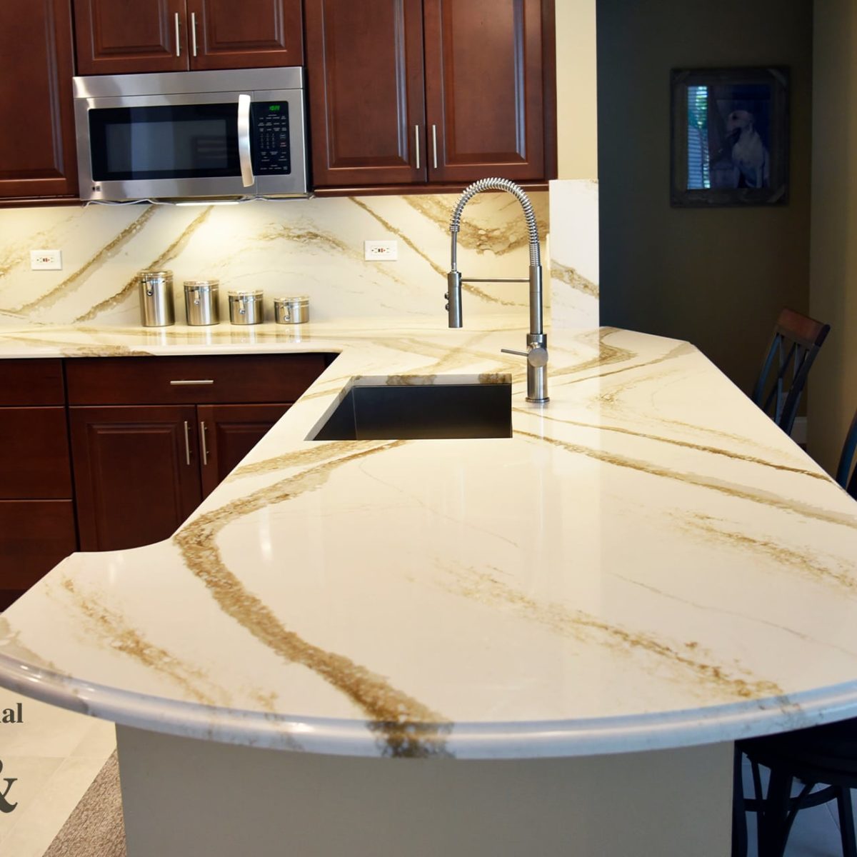 Brittanicca Gold Kitchen with Full Height Backsplash