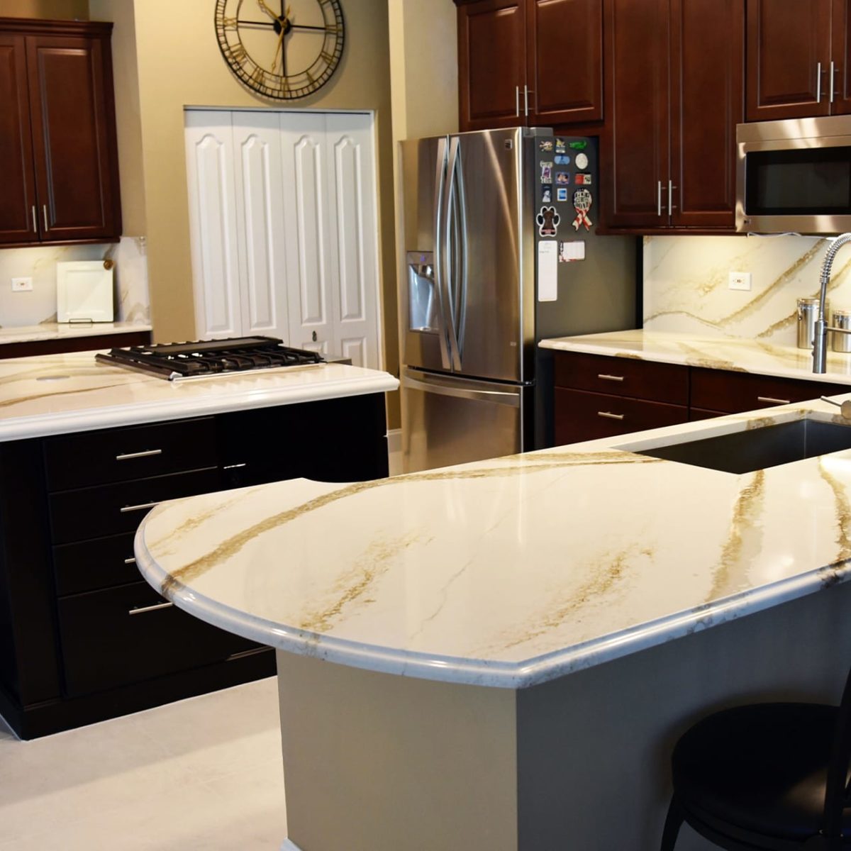 Brittanicca Gold Kitchen with Full Height Backsplash