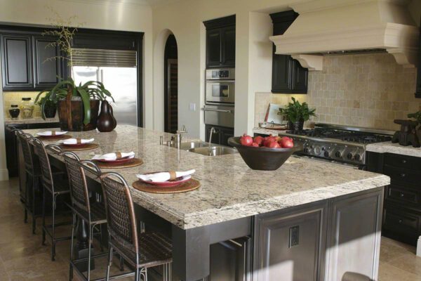 Giallo Avai Hawaii Snow Fall Granite Kitchen