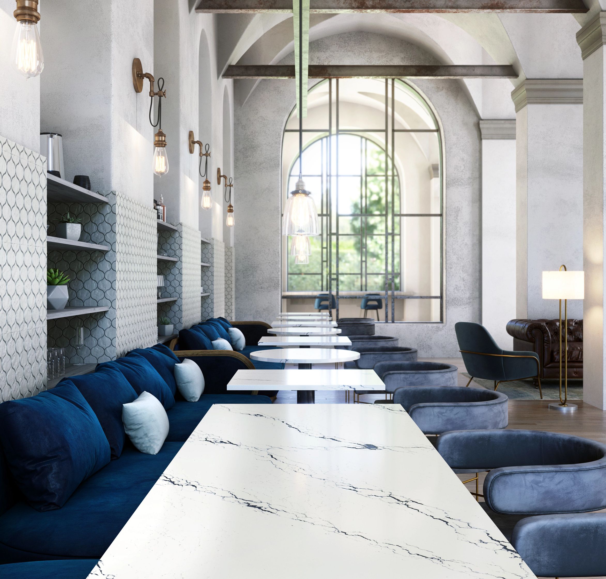 Inverness Cobalt Cambria Quartz Conference Table Countertops