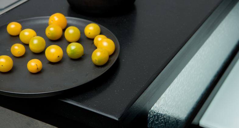 Jet Black Caesarstone Quartz Kitchen Countertops